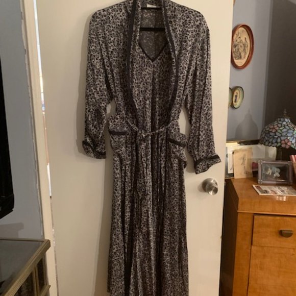 Silk Leopard Nightgown and Robe